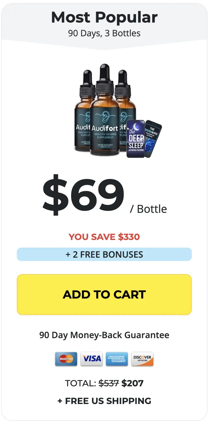 Buy Audifort 3 bottles — 90 day supply hearing wellness formula